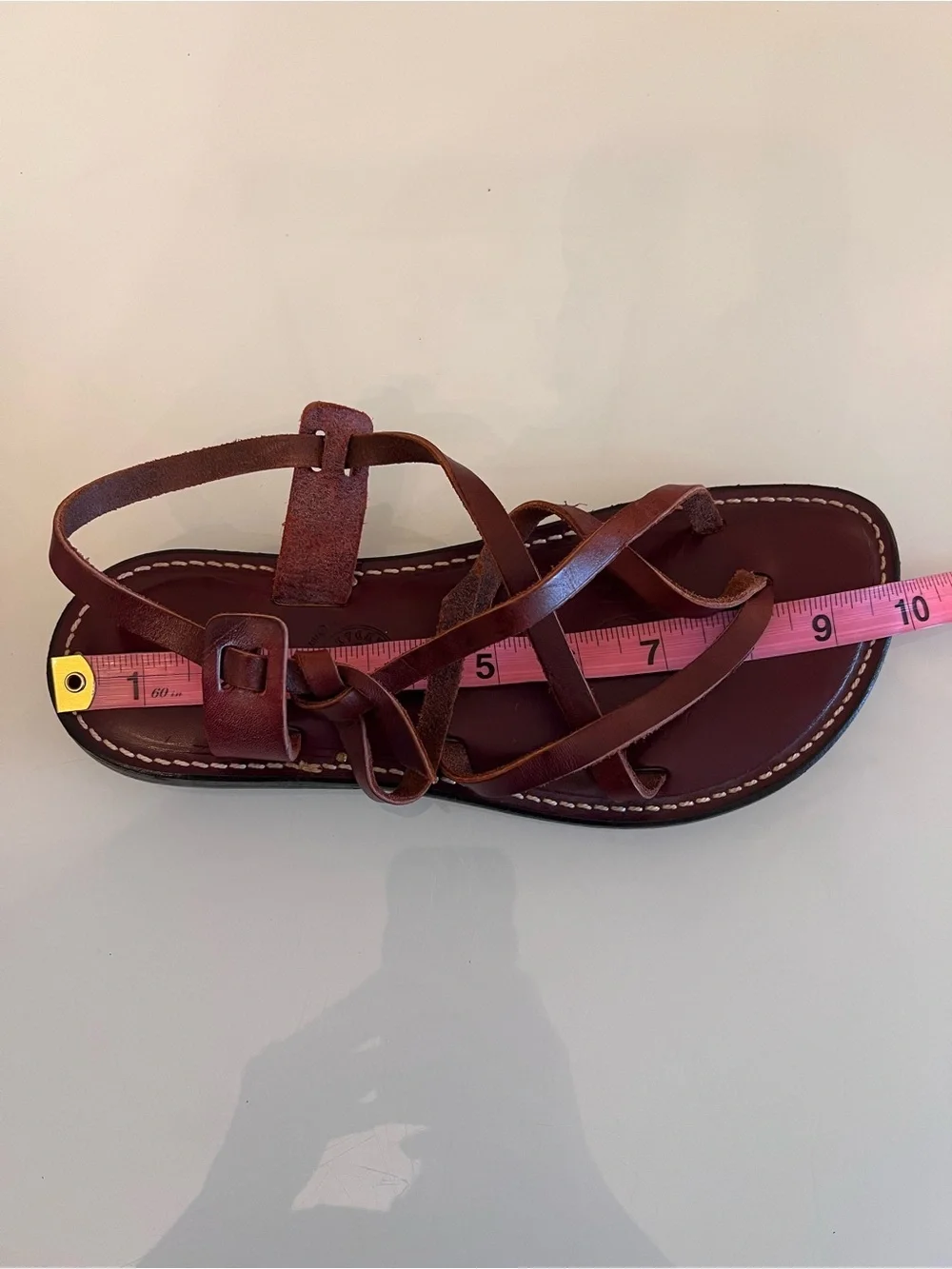 K JACQUES Leather Gladiator Sandals Brown Strappy Flat EUC - Picture 11 of 11